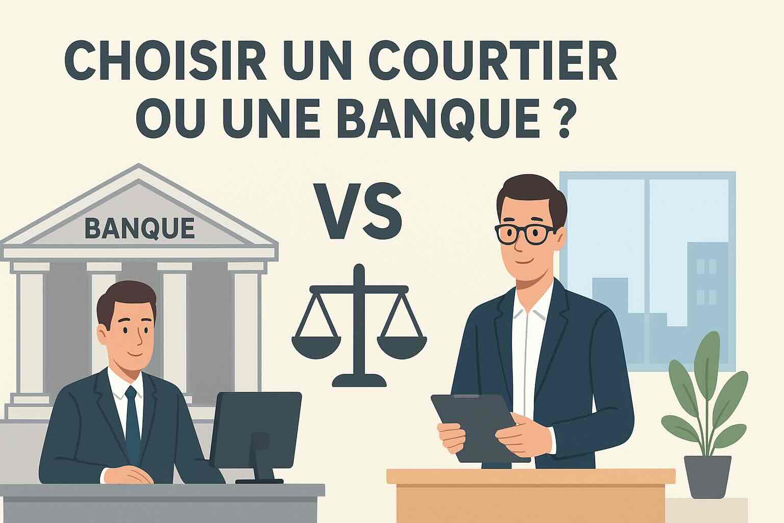 image décrivant s'il faut choisir un courtier ou une banque pour son achat immobilier ?